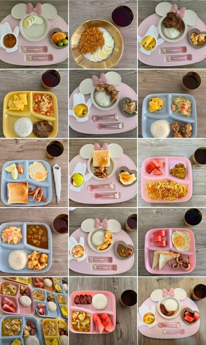 SOP 學員餐點連續紀錄：白飯、主菜、蔬菜、水果與飲品的多日組合